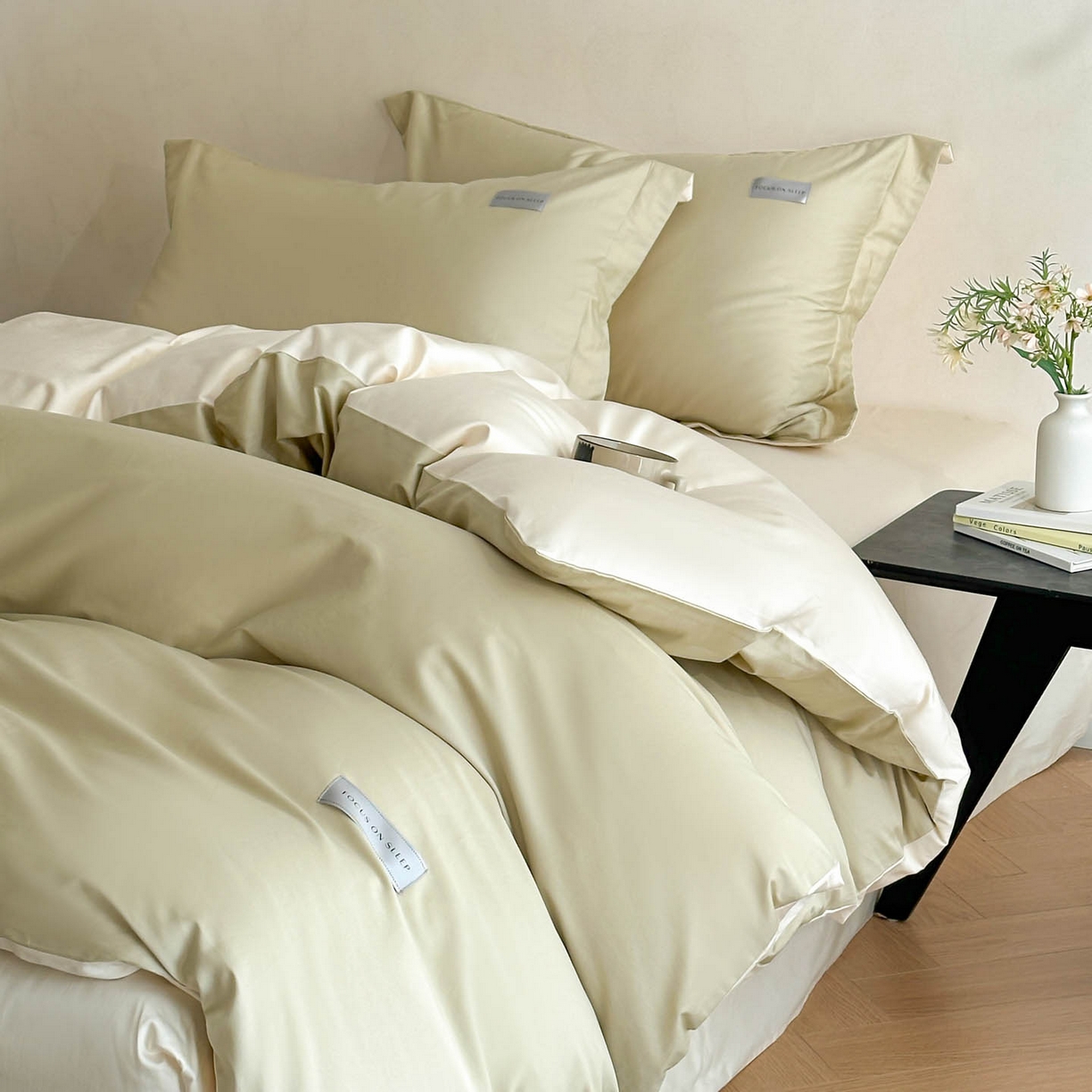 91家纺网 家纺一手货源 找家纺 涵宸家纺 2026新款全棉工艺款简奢织标四件套-彼得 彼得-柠檬