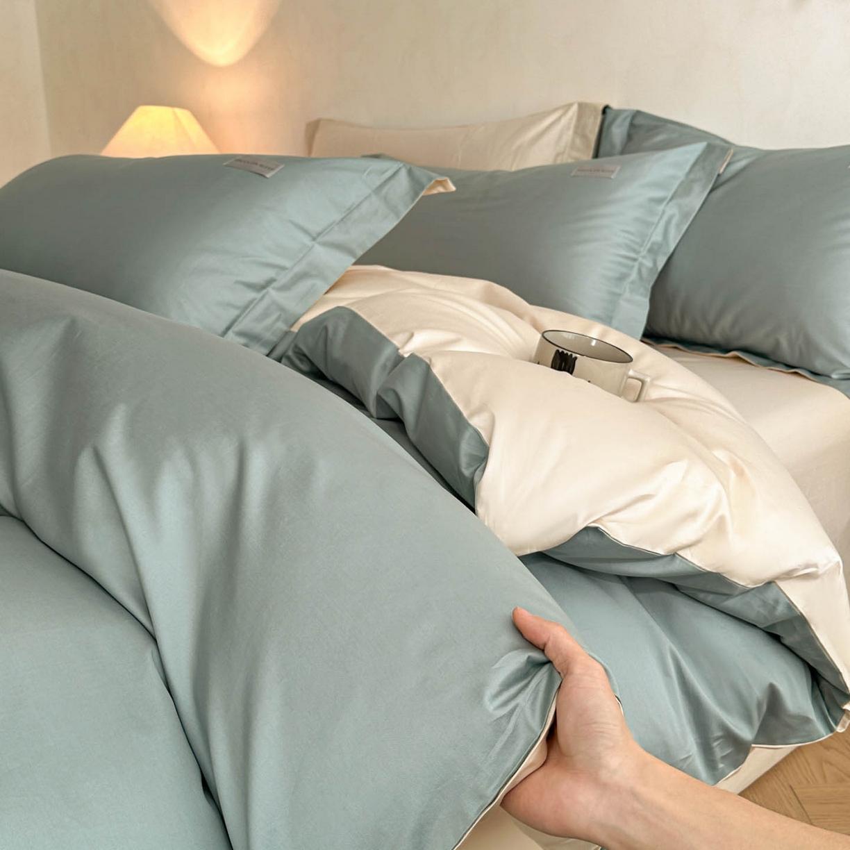 91家纺网 家纺一手货源 找家纺 涵宸家纺 2026新款全棉工艺款简奢织标四件套-彼得 彼得-绿