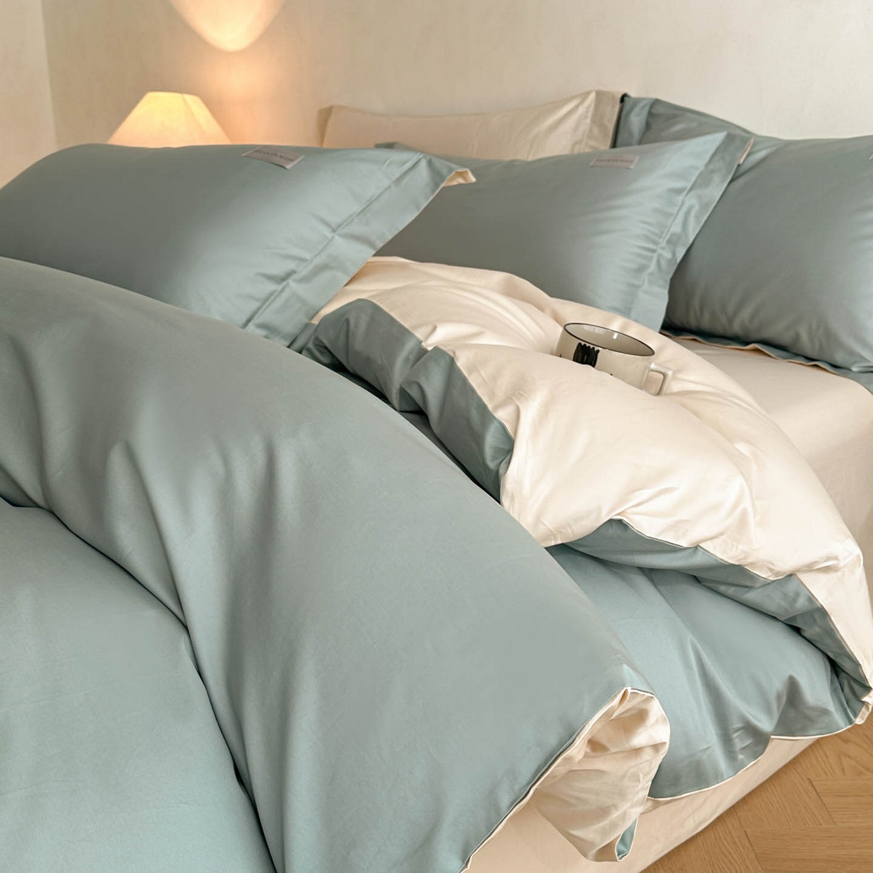 91家纺网 家纺一手货源 找家纺 涵宸家纺 2026新款全棉工艺款简奢织标四件套-彼得 彼得-绿