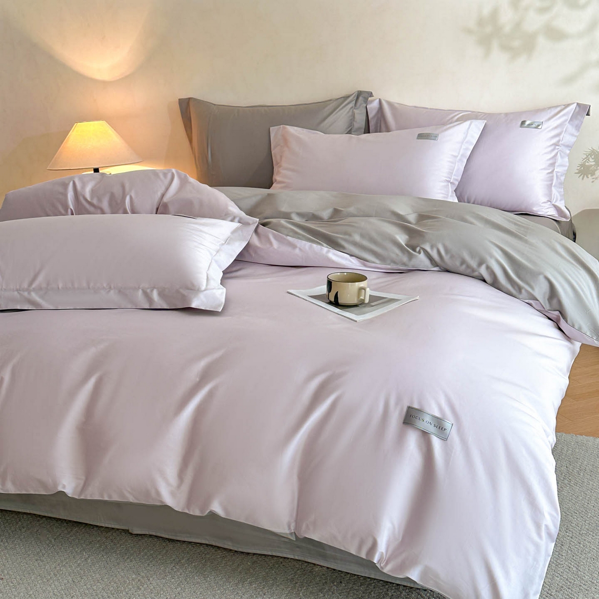 91家纺网 家纺一手货源 找家纺 涵宸家纺 2026新款全棉工艺款简奢织标四件套-彼得 彼得-紫