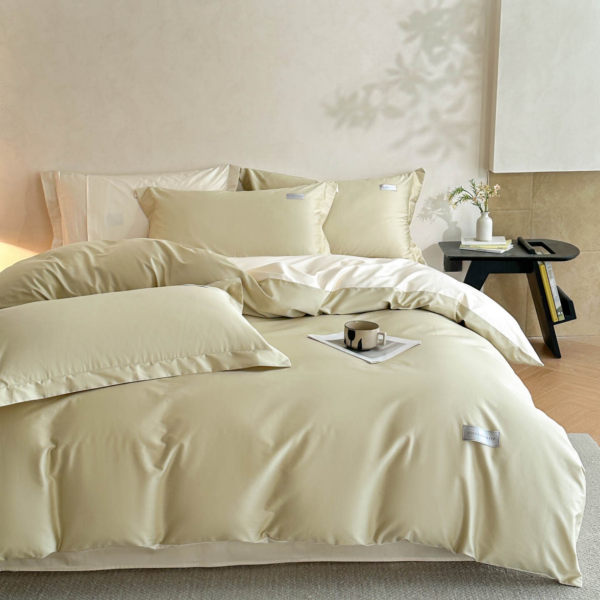 91家纺网 家纺一手货源 找家纺 涵宸家纺 2026新款全棉工艺款简奢织标四件套-彼得 彼得-柠檬