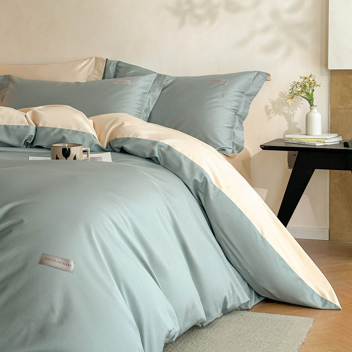 91家纺网 家纺一手货源 找家纺 涵宸家纺 2026新款全棉工艺款简奢织标四件套-彼得 彼得-绿