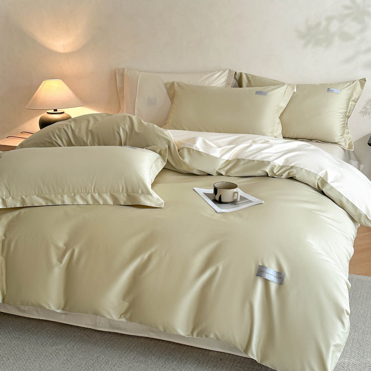 91家纺网 家纺一手货源 找家纺 涵宸家纺 2026新款全棉工艺款简奢织标四件套-彼得 彼得-柠檬