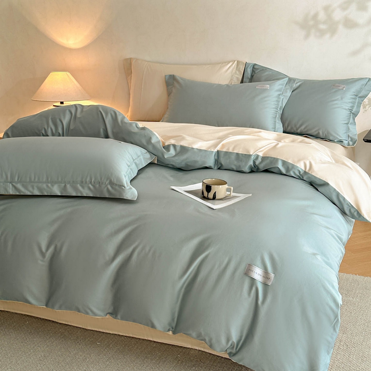 91家纺网 家纺一手货源 找家纺 涵宸家纺 2026新款全棉工艺款简奢织标四件套-彼得 彼得-绿