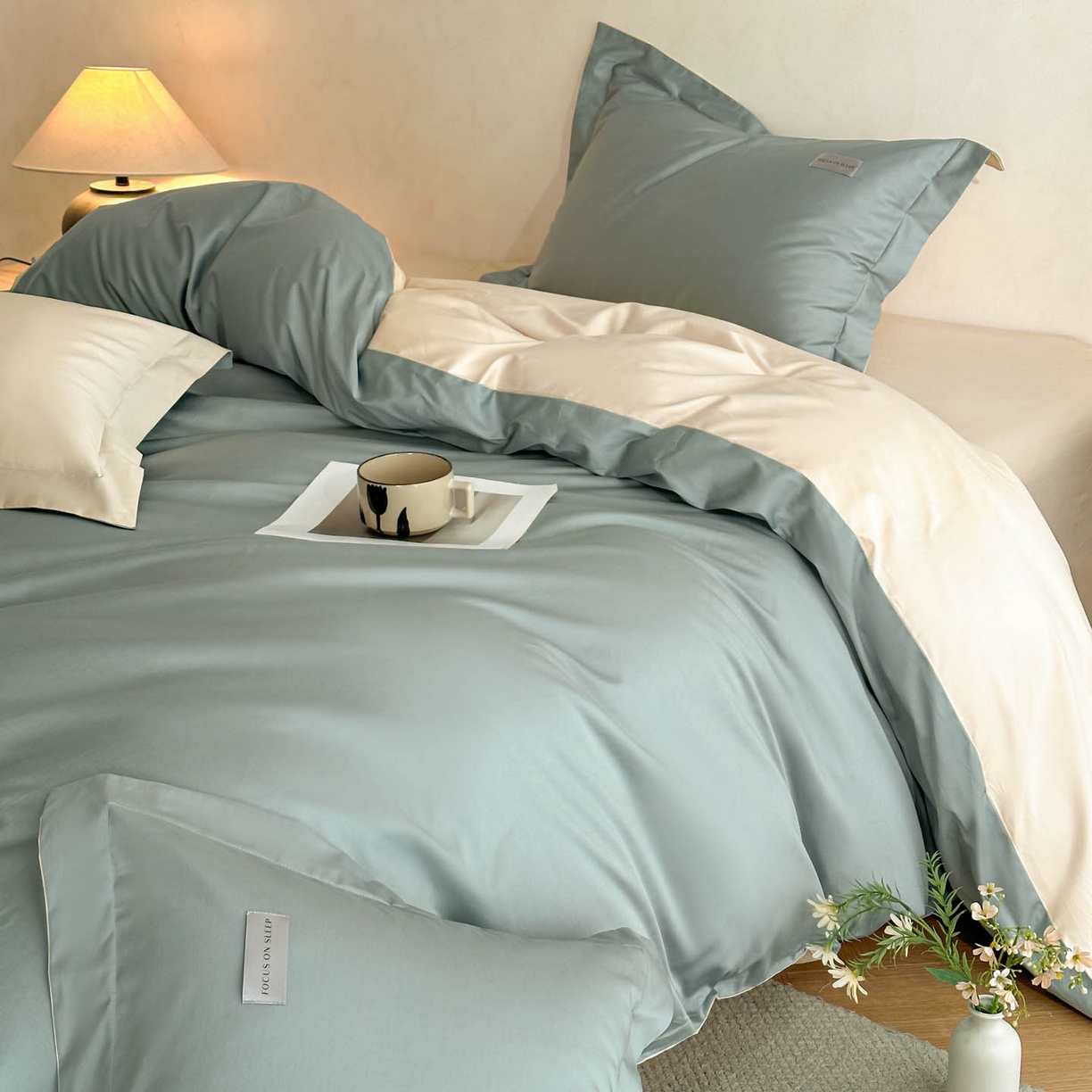 91家纺网 家纺一手货源 找家纺 涵宸家纺 2026新款全棉工艺款简奢织标四件套-彼得 彼得-绿