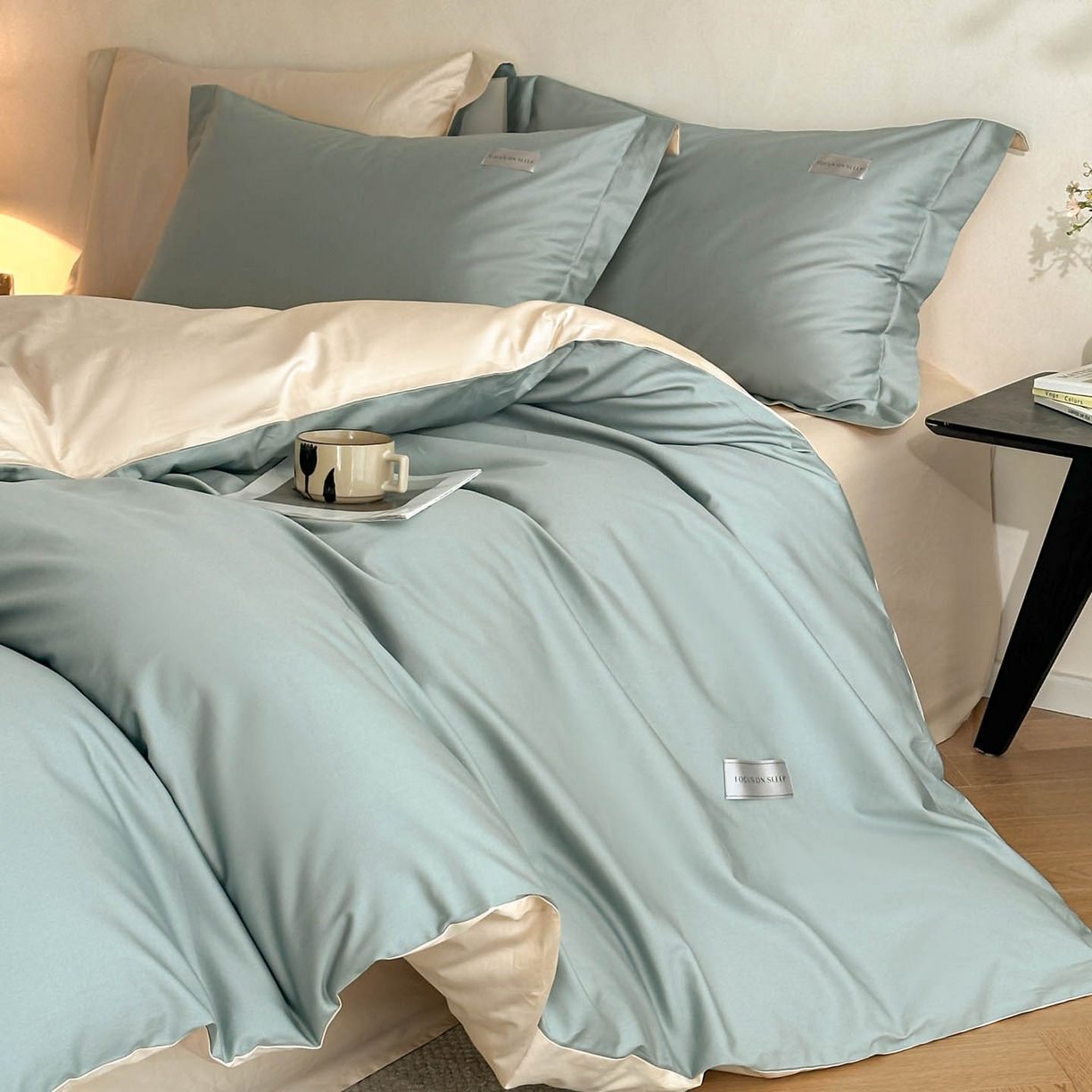 91家纺网 家纺一手货源 找家纺 涵宸家纺 2026新款全棉工艺款简奢织标四件套-彼得 彼得-绿