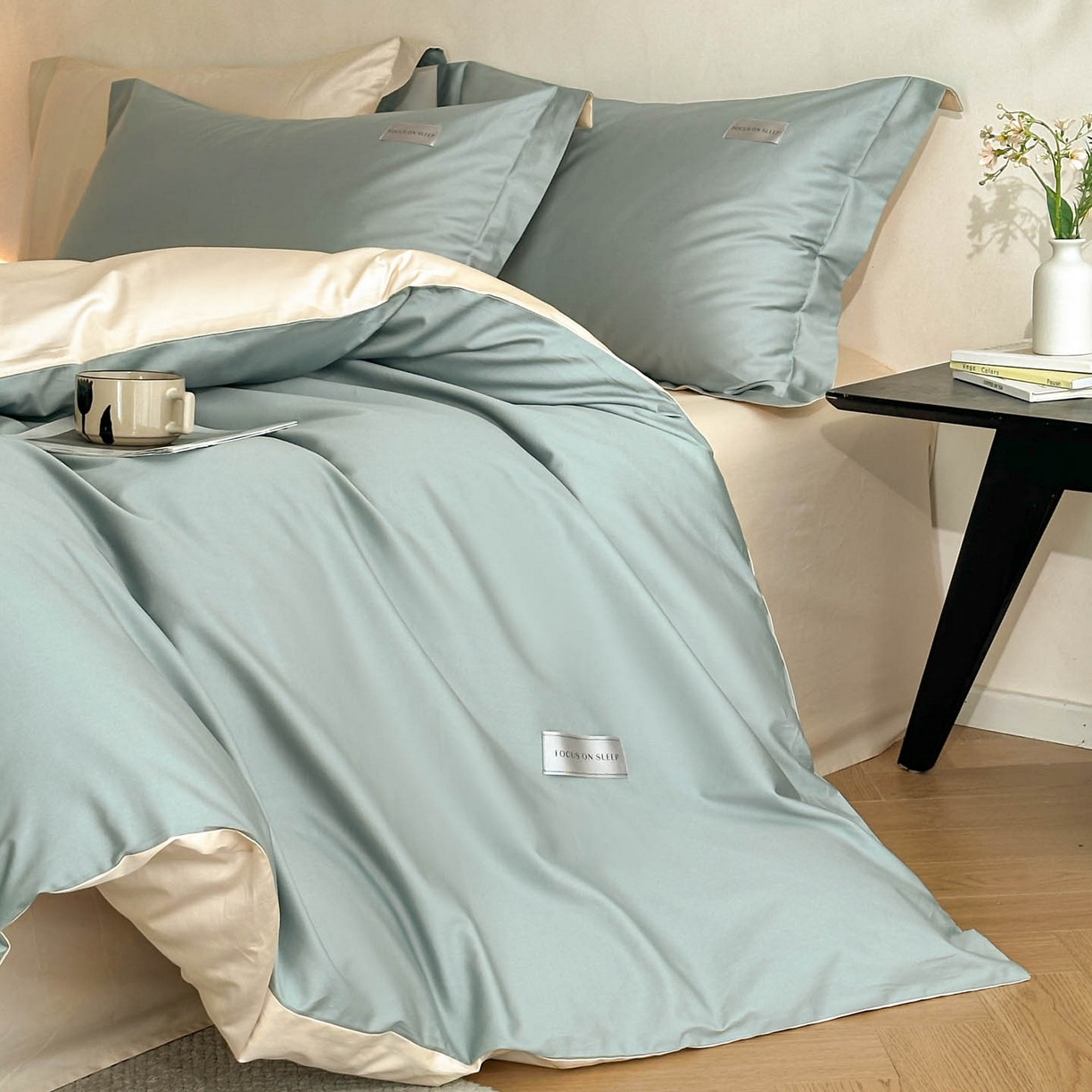 91家纺网 家纺一手货源 找家纺 涵宸家纺 2026新款全棉工艺款简奢织标四件套-彼得 彼得-绿