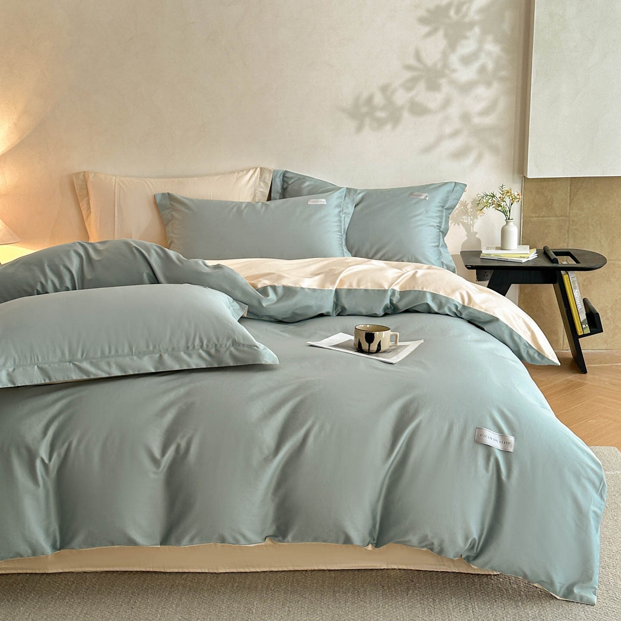 91家纺网 家纺一手货源 找家纺 涵宸家纺 2026新款全棉工艺款简奢织标四件套-彼得 彼得-绿