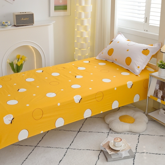 91家纺网 家纺一手货源 找家纺 朵希曼 2026新款印花全棉13372学生三件套系列 圈点生活，白