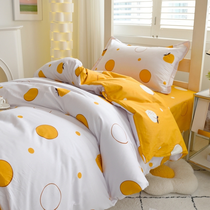 91家纺网 家纺一手货源 找家纺 朵希曼 2026新款印花全棉13372学生三件套系列 圈点生活，白