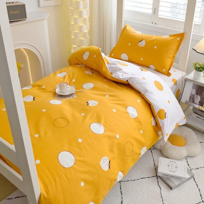 朵希曼 2026新款印花全棉13372学生三件套系列 圈点生活，橙