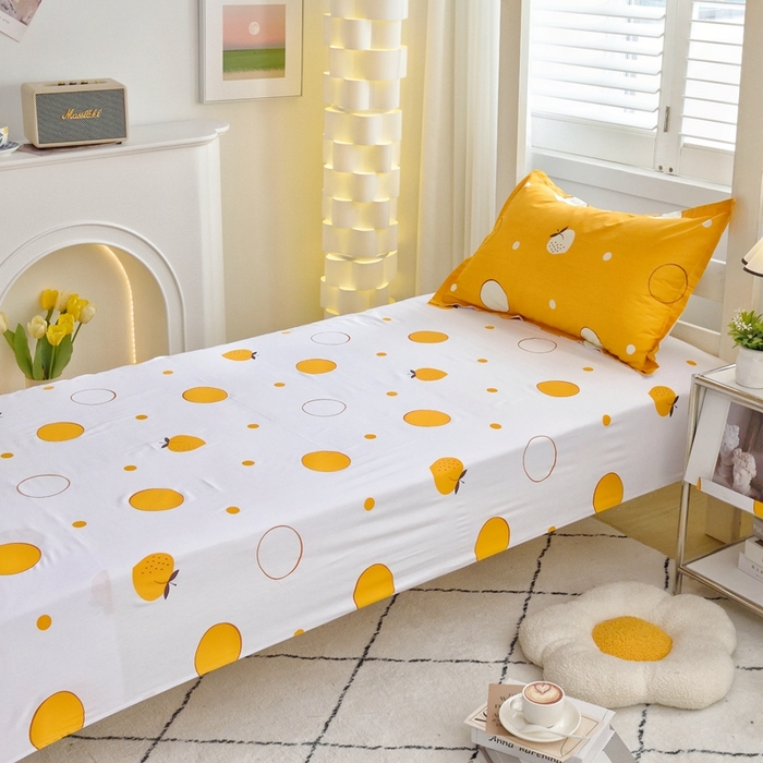 91家纺网 家纺一手货源 找家纺 朵希曼 2026新款印花全棉13372学生三件套系列 圈点生活，橙