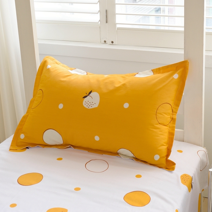 91家纺网 家纺一手货源 找家纺 朵希曼 2026新款印花全棉13372学生三件套系列 圈点生活，橙