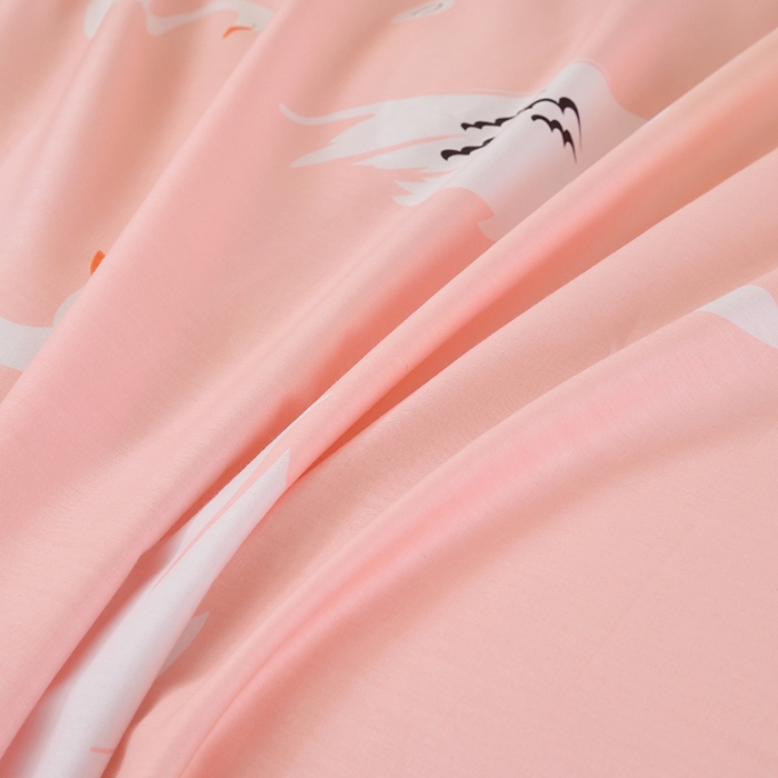 91家纺网 家纺一手货源 找家纺 朵希曼 2026新款印花全棉13372学生三件套系列 小天鹅-粉