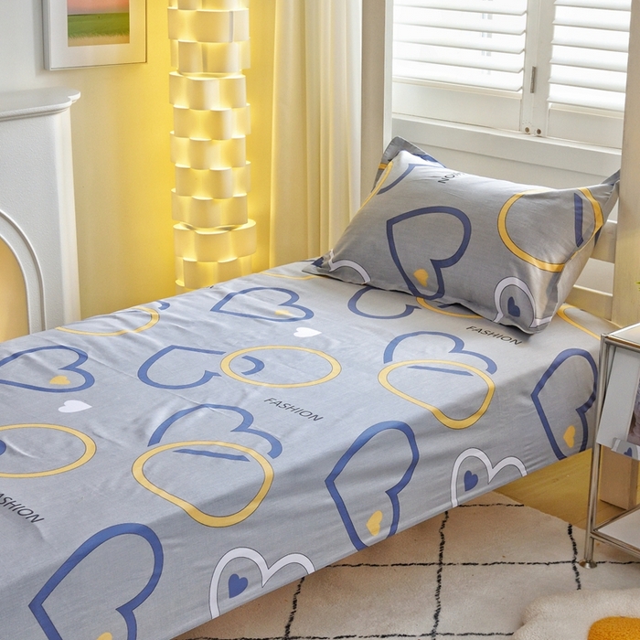 91家纺网 家纺一手货源 找家纺 朵希曼 2026新款印花全棉13372学生三件套系列 心意相连