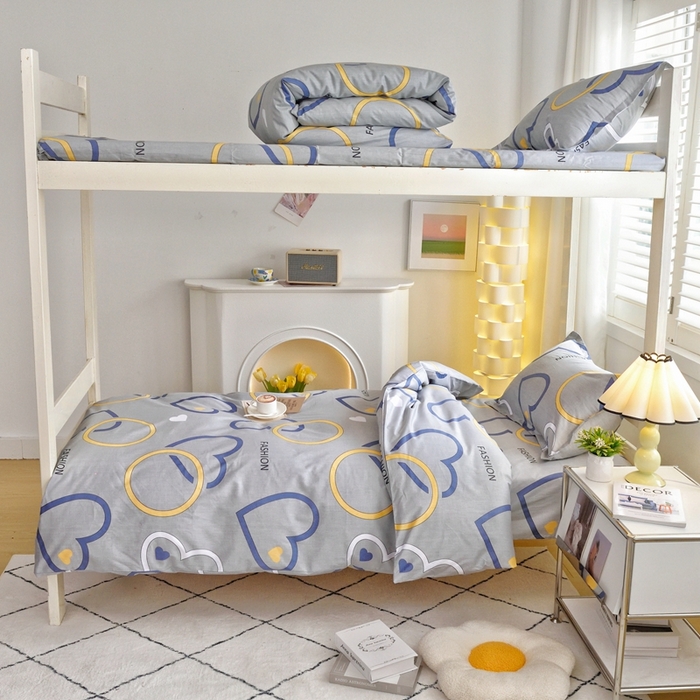 91家纺网 家纺一手货源 找家纺 朵希曼 2026新款印花全棉13372学生三件套系列 心意相连