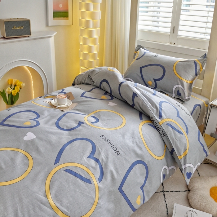 91家纺网 家纺一手货源 找家纺 朵希曼 2026新款印花全棉13372学生三件套系列 心意相连