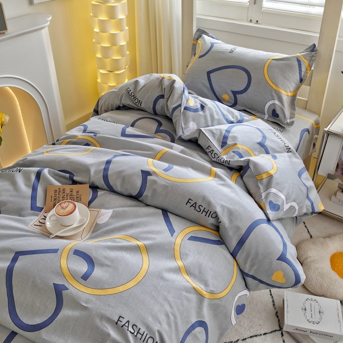 91家纺网 家纺一手货源 找家纺 朵希曼 2026新款印花全棉13372学生三件套系列 心意相连