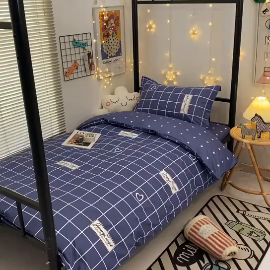 91家纺网 家纺一手货源 找家纺 朵希曼 2026新款印花全棉13372学生三件套系列 心语