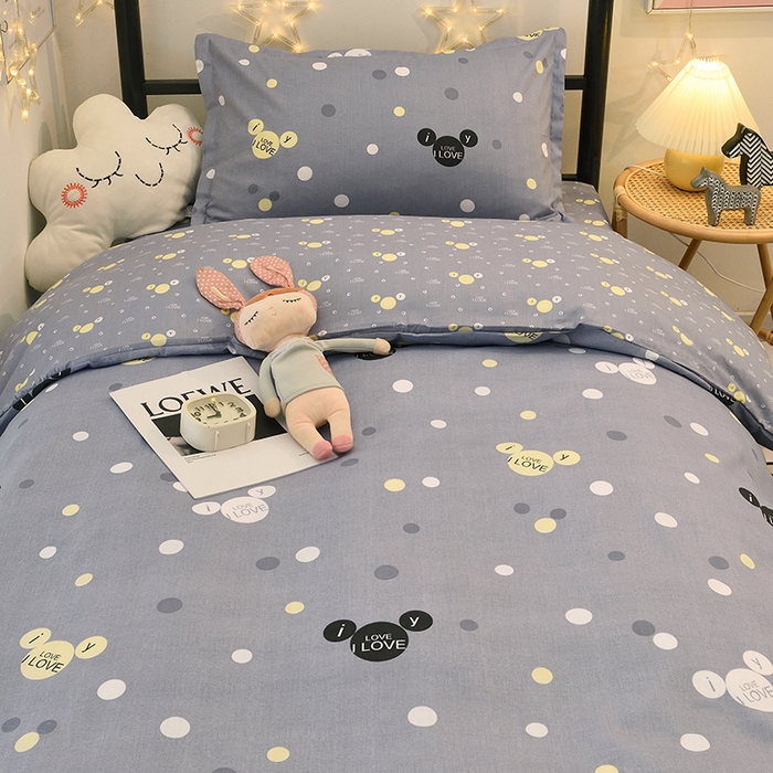 91家纺网 家纺一手货源 找家纺 朵希曼 2026新款印花全棉13372学生三件套系列 LOVE