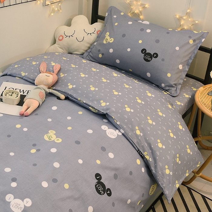 91家纺网 家纺一手货源 找家纺 朵希曼 2026新款印花全棉13372学生三件套系列 LOVE