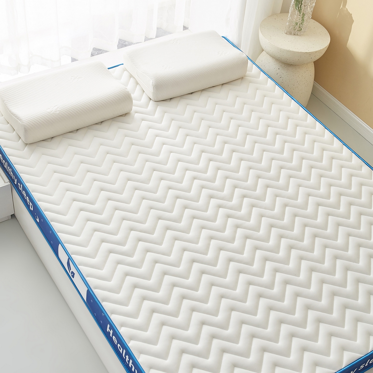 91家纺网 家纺一手货源 找家纺 （总）月茶家纺 2026新款立体三色波浪乳胶海绵床垫