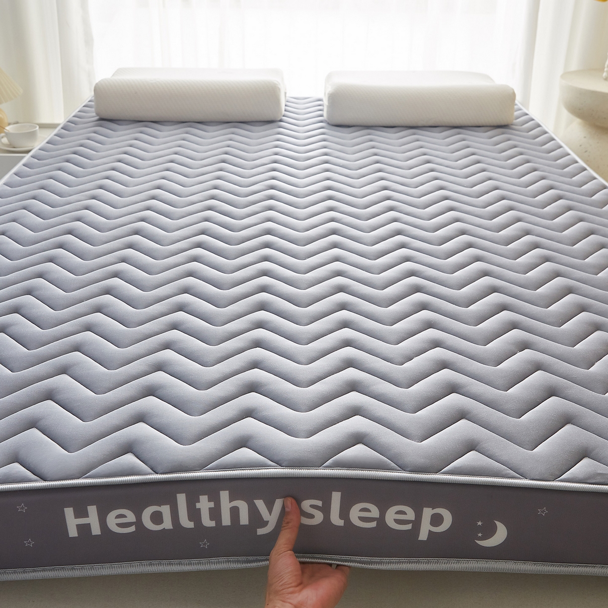 91家纺网 家纺一手货源 找家纺 月茶家纺 2026新款立体三色波浪乳胶海绵床垫 灰色6cm