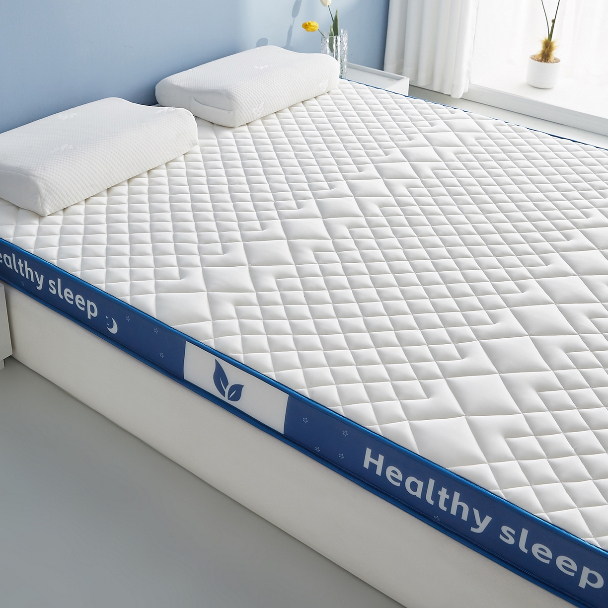 91家纺网 家纺一手货源 找家纺 （总）月茶家纺 2026新款立体三色菱格乳胶海绵床垫