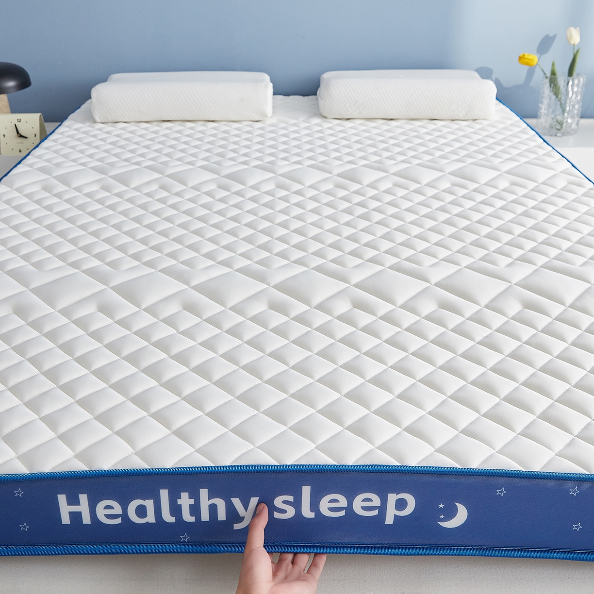 91家纺网 家纺一手货源 找家纺 （总）月茶家纺 2026新款立体三色菱格乳胶海绵床垫