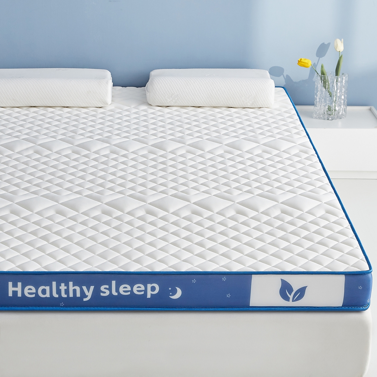 91家纺网 家纺一手货源 找家纺 （总）月茶家纺 2026新款立体三色菱格乳胶海绵床垫