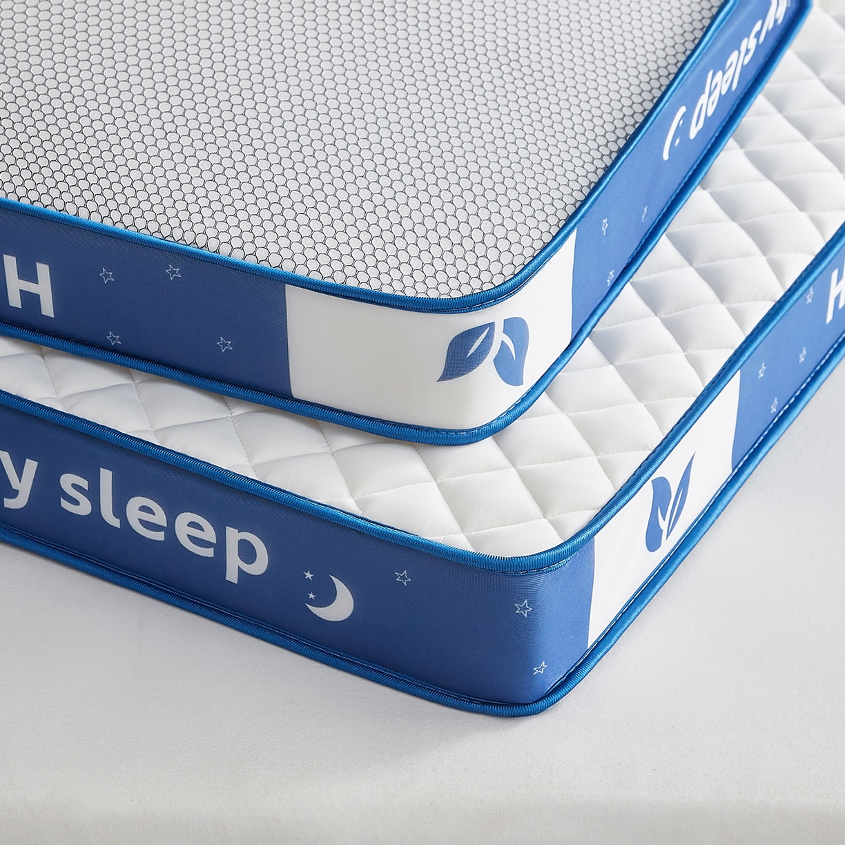 91家纺网 家纺一手货源 找家纺 月茶家纺 2026新款立体三色菱格乳胶海绵床垫 白色9cm