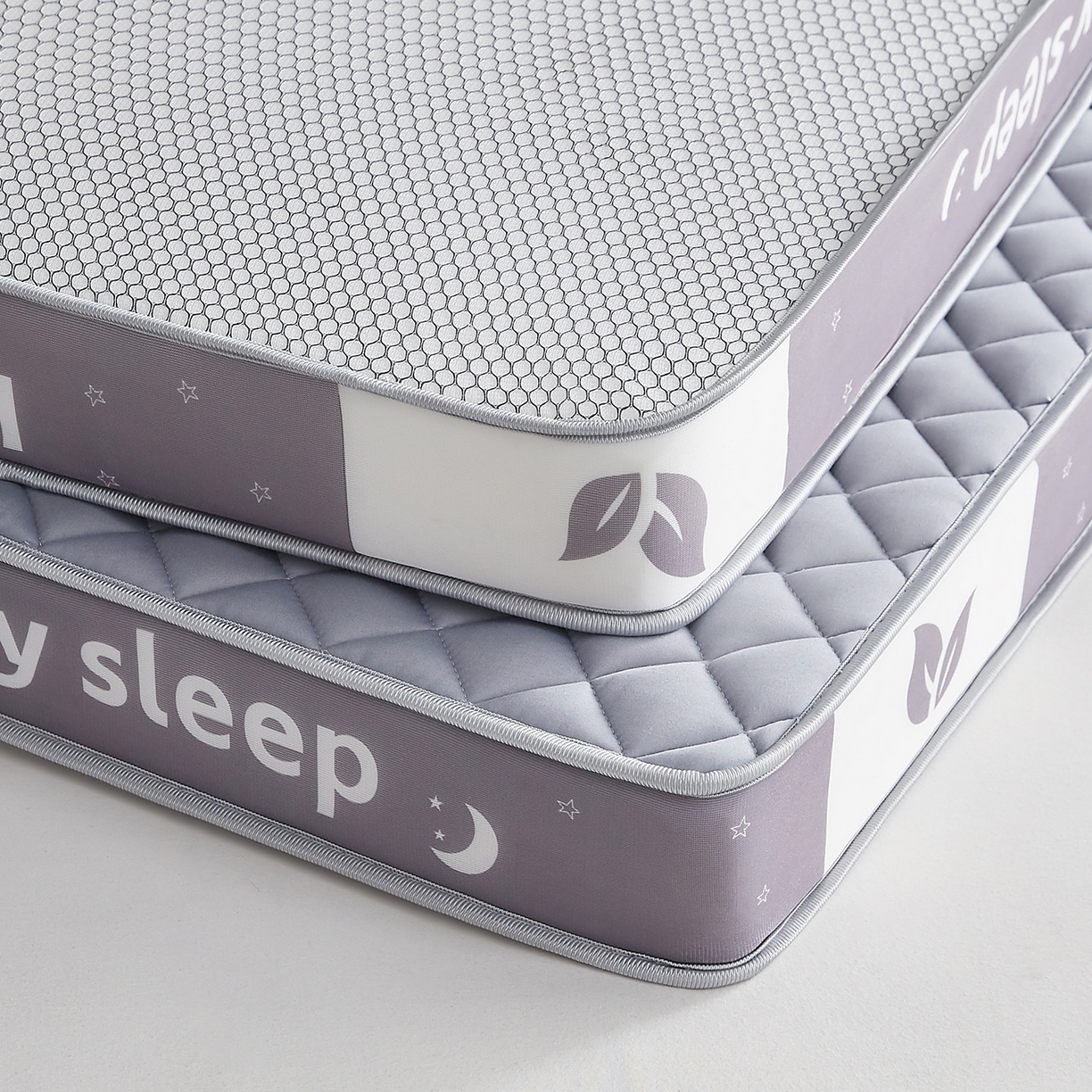 91家纺网 家纺一手货源 找家纺 月茶家纺 2026新款立体三色菱格乳胶海绵床垫 灰色9cm