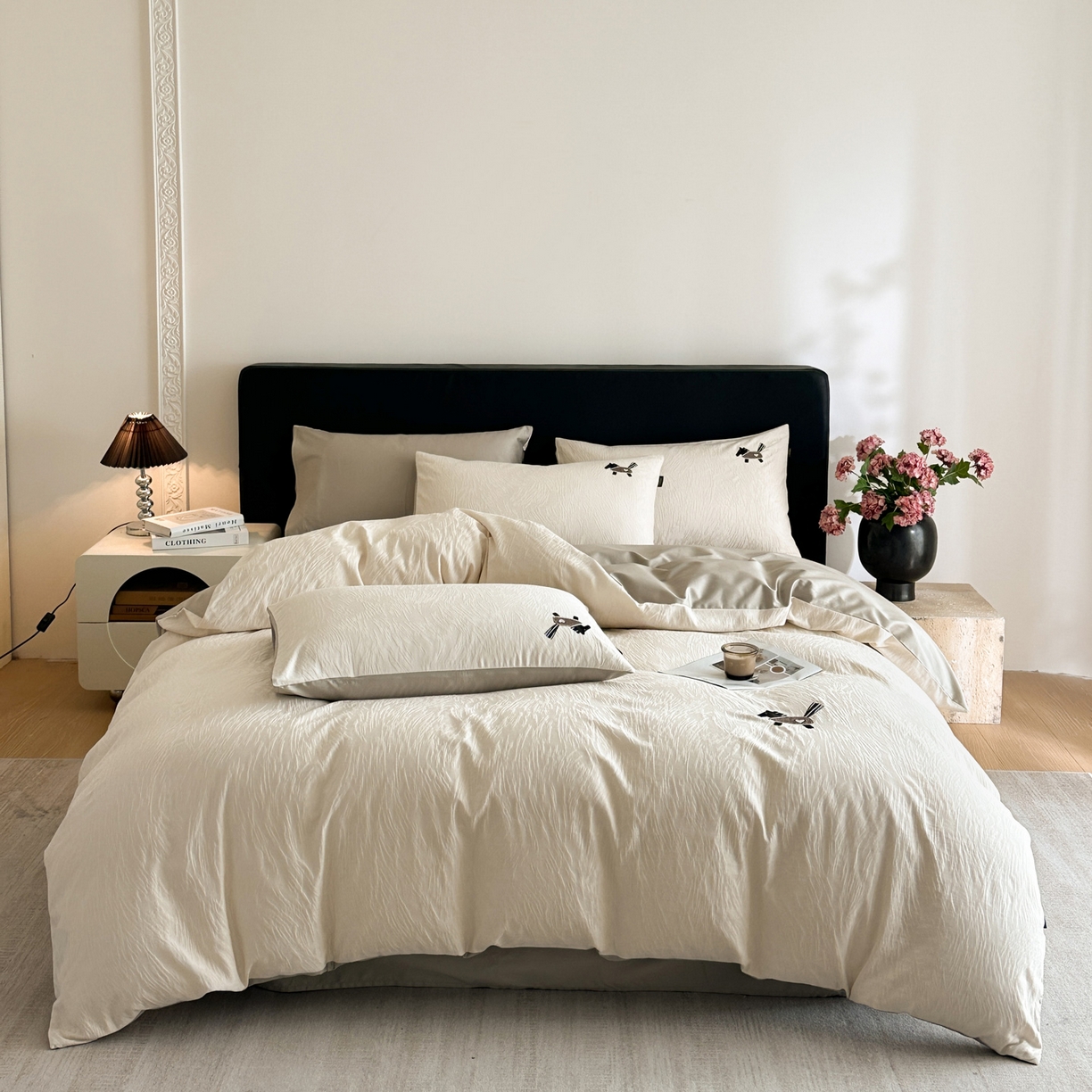 91家纺网 家纺一手货源 找家纺 卡巴伦家纺 2026新款全棉纯棉厚织提花四件套 艾比-奶茶