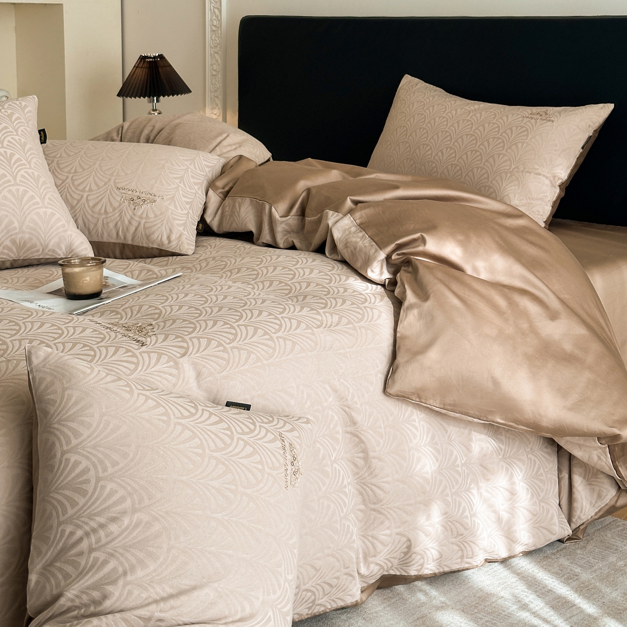 卡巴伦家纺 2026新款全棉纯棉厚织提花四件套 王室皇冠-咖