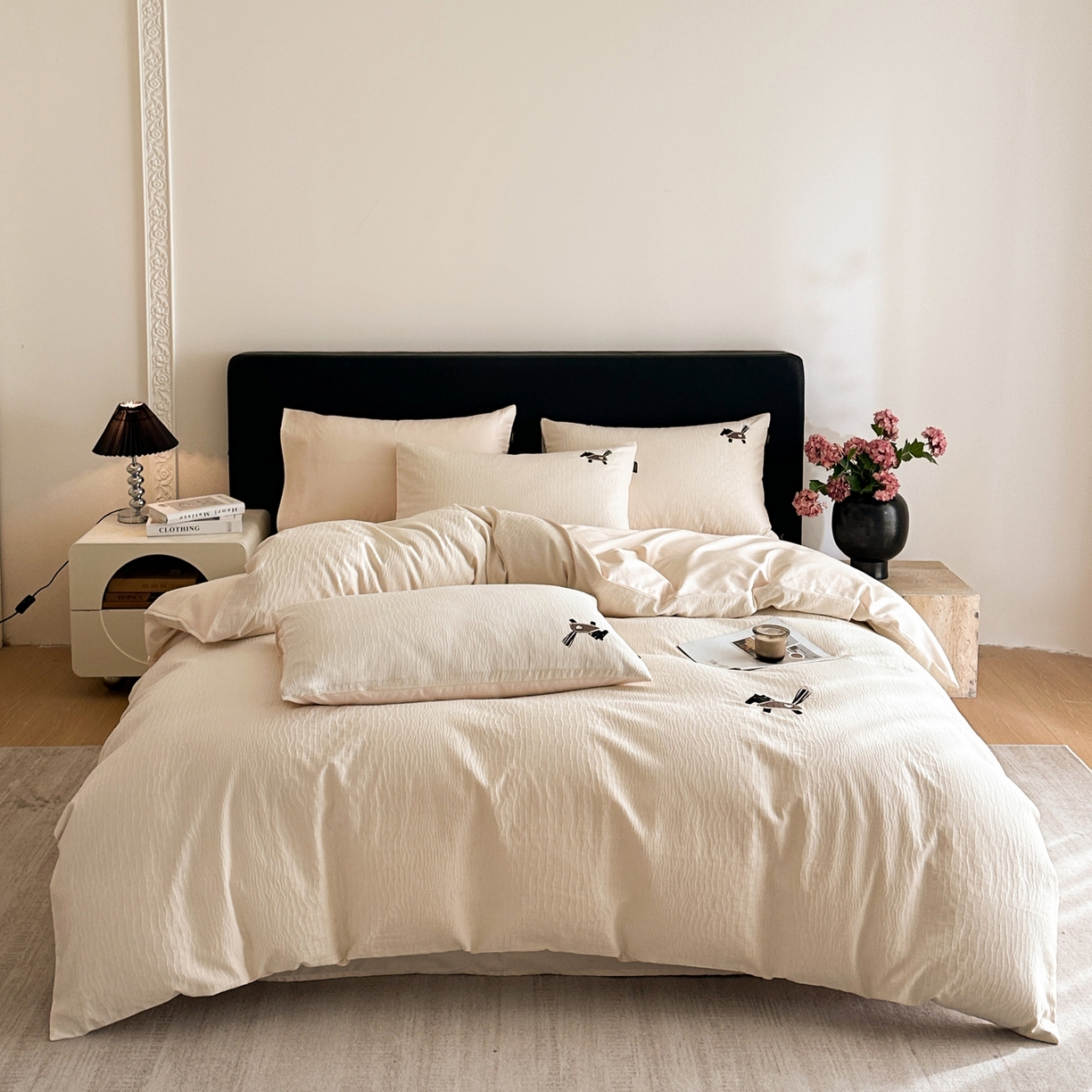 91家纺网 家纺一手货源 找家纺 卡巴伦家纺 2026新款全棉纯棉厚织提花四件套 喜马拉雅-米杏