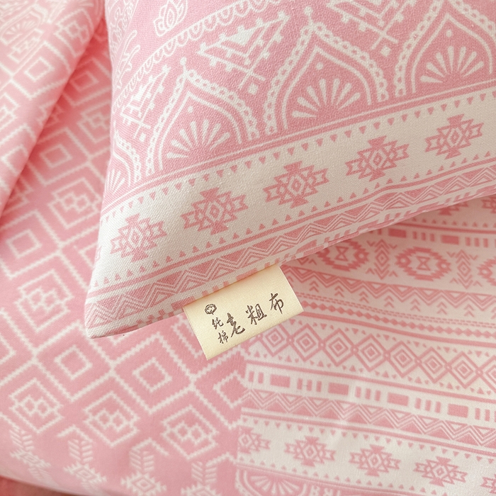 91家纺网 家纺一手货源 找家纺 （总）爱彼家纺 2026新款全棉华夫格如意吉祥老粗布床单三件套