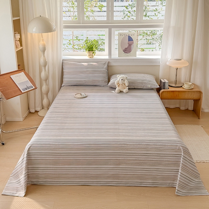 91家纺网 家纺一手货源 找家纺 爱彼家纺 2026新款全棉华夫格如意吉祥老粗布床单三件套 华夫格-森韵