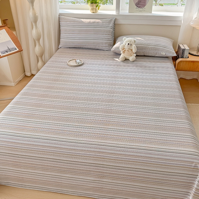 91家纺网 家纺一手货源 找家纺 爱彼家纺 2026新款全棉华夫格如意吉祥老粗布床单三件套 华夫格-森韵