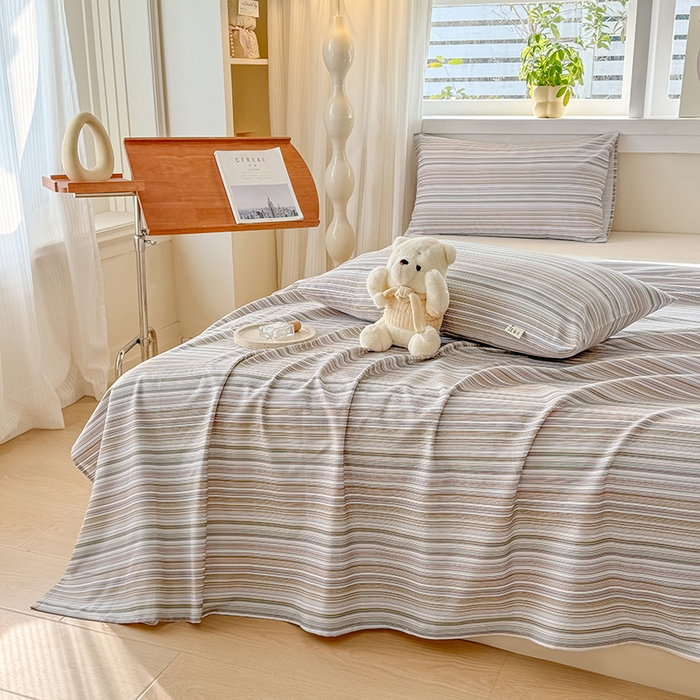 91家纺网 家纺一手货源 找家纺 爱彼家纺 2026新款全棉华夫格如意吉祥老粗布床单三件套 华夫格-森韵