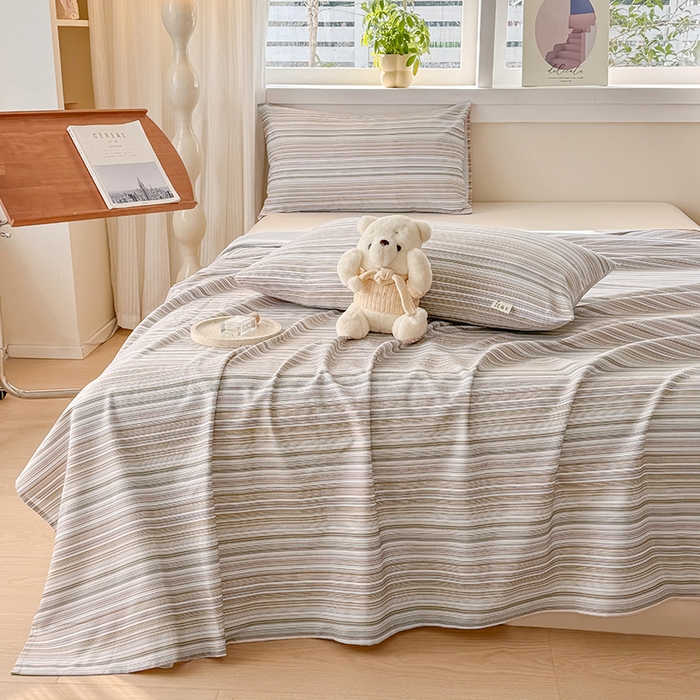 91家纺网 家纺一手货源 找家纺 爱彼家纺 2026新款全棉华夫格如意吉祥老粗布床单三件套 华夫格-森韵