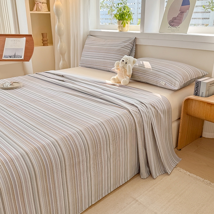 91家纺网 家纺一手货源 找家纺 爱彼家纺 2026新款全棉华夫格如意吉祥老粗布床单三件套 华夫格-森韵