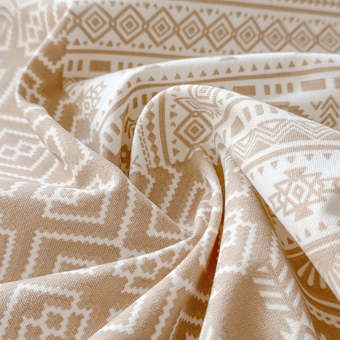 91家纺网 家纺一手货源 找家纺 爱彼家纺 2026新款全棉华夫格如意吉祥老粗布床单三件套 华夫格-如意-棕