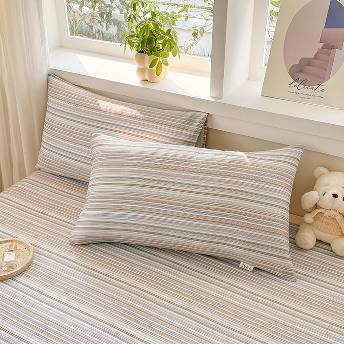 91家纺网 家纺一手货源 找家纺 爱彼家纺 2026新款全棉华夫格如意吉祥老粗布床单三件套 华夫格-森韵