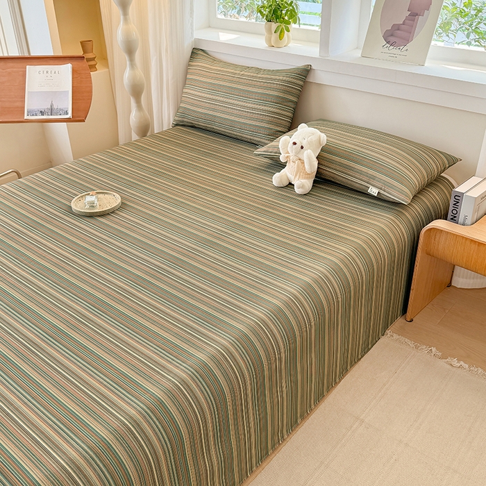 91家纺网 家纺一手货源 找家纺 爱彼家纺 2026新款全棉华夫格如意吉祥老粗布床单三件套 华夫格-意林灰