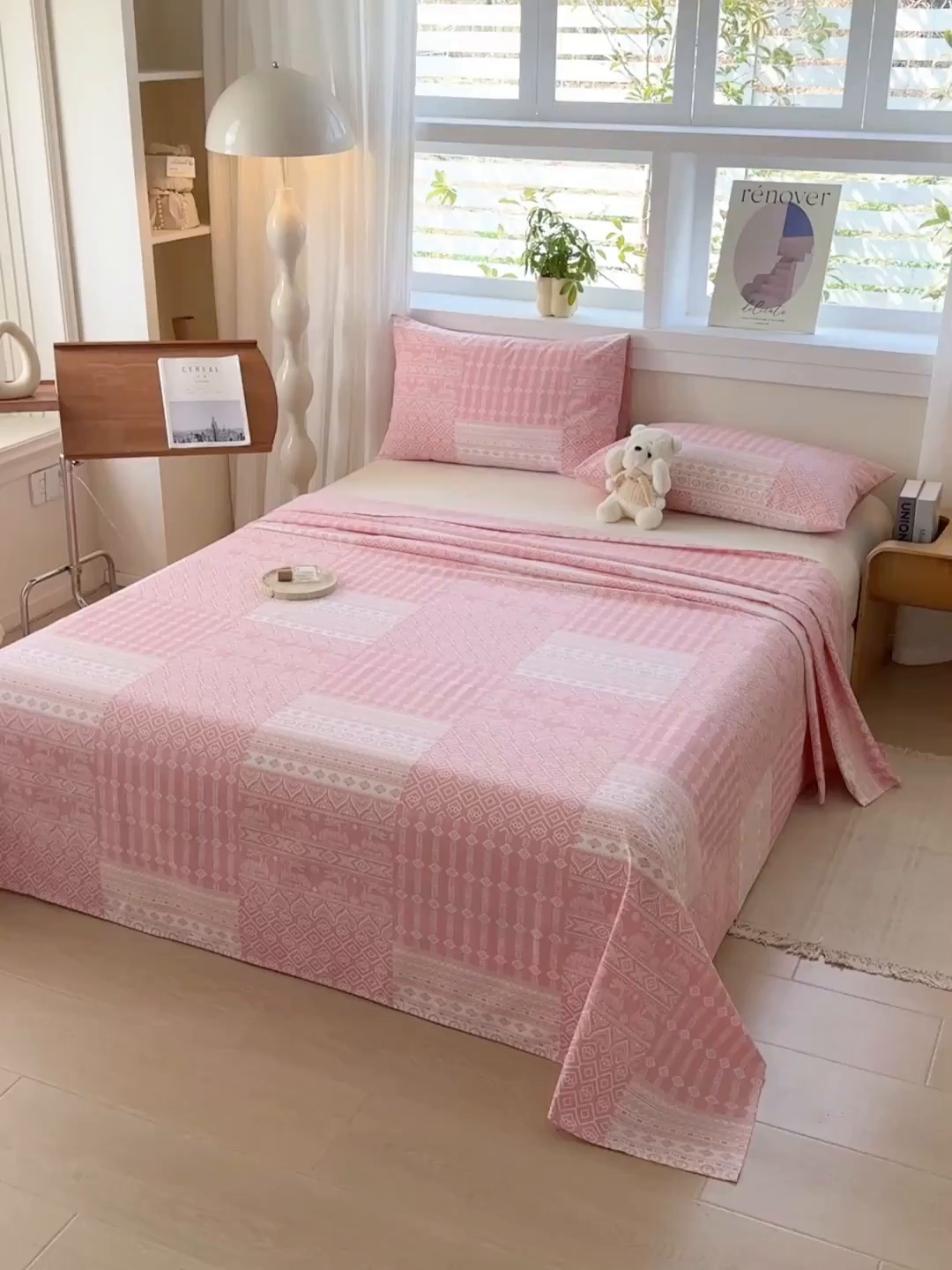 91家纺网 家纺一手货源 找家纺 （总）爱彼家纺 2026新款全棉华夫格如意吉祥老粗布床单三件套