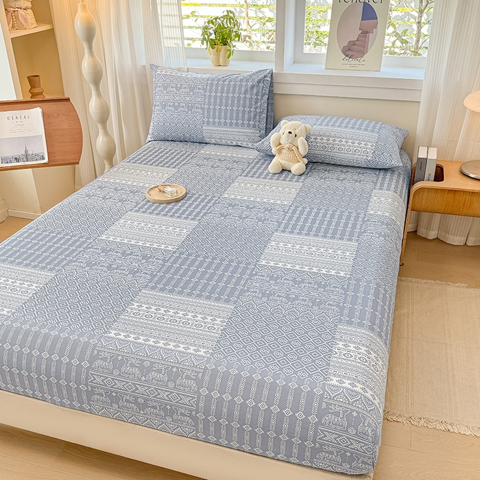 91家纺网 家纺一手货源 找家纺 （总）爱彼家纺 2026年全棉老粗布单床笠凉席床笠三件套直播热卖-系列五