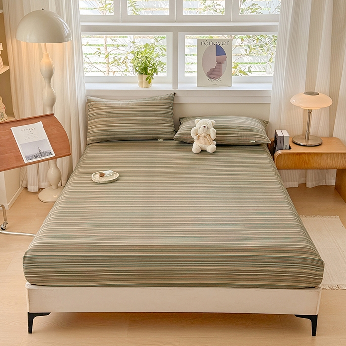 91家纺网 家纺一手货源 找家纺 爱彼家纺 2026年全棉老粗布单床笠凉席床笠三件套直播热卖-系列五 华夫格床笠-意林灰