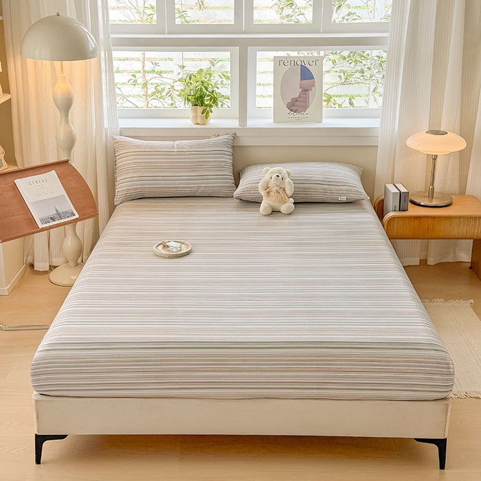 91家纺网 家纺一手货源 找家纺 爱彼家纺 2026年全棉老粗布单床笠凉席床笠三件套直播热卖-系列五 华夫格床笠-森韵