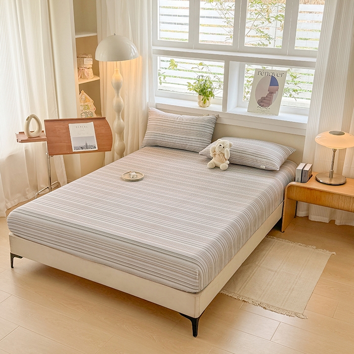 91家纺网 家纺一手货源 找家纺 爱彼家纺 2026年全棉老粗布单床笠凉席床笠三件套直播热卖-系列五 华夫格床笠-森韵