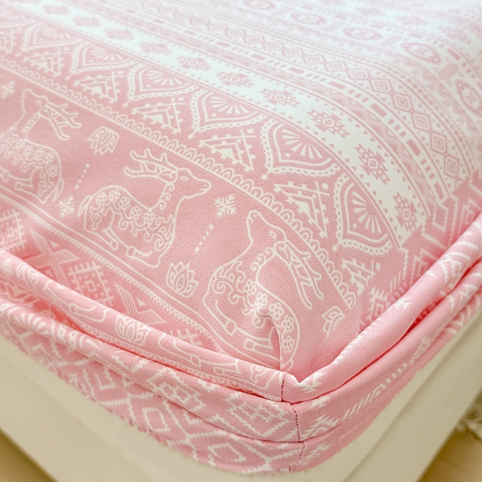 91家纺网 家纺一手货源 找家纺 爱彼家纺 2026年全棉老粗布单床笠凉席床笠三件套直播热卖-系列五 华夫格床笠-吉祥-粉